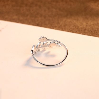 2019 Hot Sale CZ Olive Leaves Branch 925 Sterling Silver Adjustable Ring