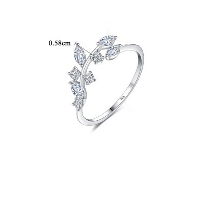 2019 Hot Sale CZ Leaves Vine 925 Sterling Silver Adjustable Ring