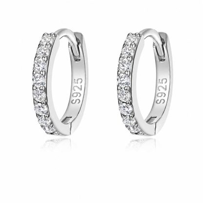 Mossanite 925 Sterling Silver Clasped Hoop Earrings
