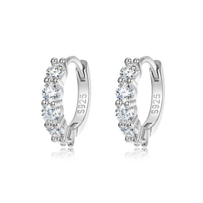 Mossanite  925 Sterling Silver Hoop Earrings