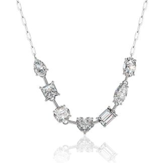 Mocanite Geometric Heart-Shaped Mixed-Cut 925 Sterling Silver Necklace