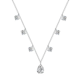Geometric U Shaped Pear Shaped Dangle Pendant 925 Sterling Silver Moissanite Necklace