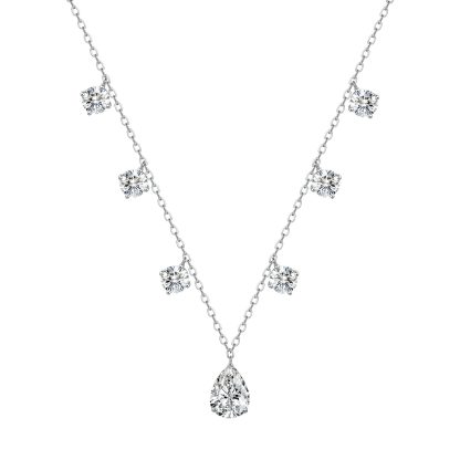 Geometric U Shaped Pear Shaped Dangle Pendant 925 Sterling Silver Moissanite Necklace