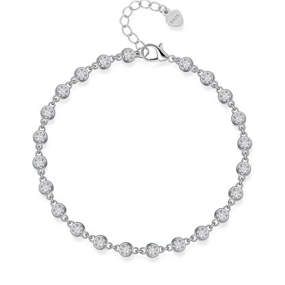 Luxury Bubble Chain Mocanite 925 Sterling Silver Bracelet