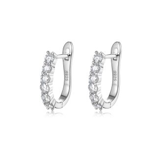 Minimalist-Style Moissanite Stud Earrings In A Row Setting 925 Sterling Silver Earrings