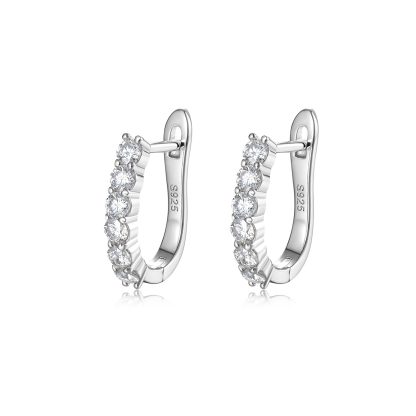 Minimalist-Style Moissanite Stud Earrings In A Row Setting 925 Sterling Silver Earrings