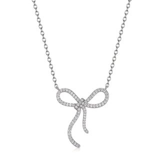 Mimosa Stone Ribbon Bow High Quality 925 Sterling Silver Necklace