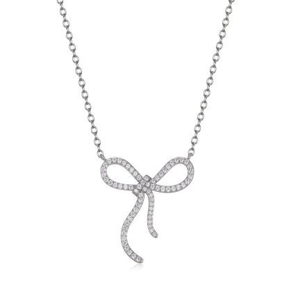 Mimosa Stone Ribbon Bow High Quality 925 Sterling Silver Necklace