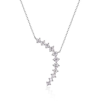 Asymmetrical Wave Geometric White Moissanite S925 Sterling Silver Necklace