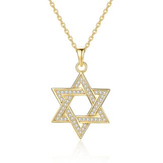 Religious Six Pointed Star Moissanite Pendant 925 Sterling Silver Necklace