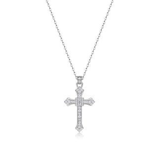 Vintage Cross Moissanite  925 Sterling Silver  Necklace