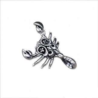 Retro Scorpion Cross Pattern Dark Punk Animal Design 925 Silver Men’s Pendant