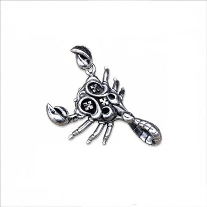 Retro Scorpion Cross Pattern Dark Punk Animal Design 925 Silver Men's Pendant