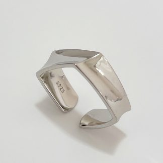 Men’s Geometry Square 925 Sterling Silver Adjustable Ring