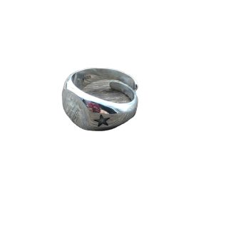 Men’s Punk Smooth Surface Star 925 Sterling Silver Adjustable Ring