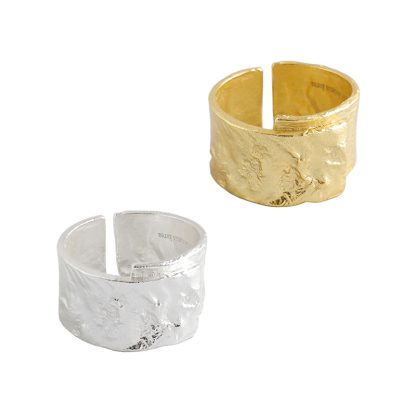 Men's Irregular Wide Geometry 925 Sterling Silver Adjustable Ring