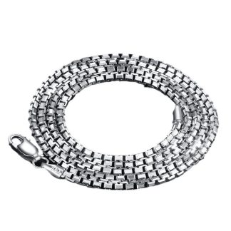 Pure Metal Geometric Box Chain Necklace Silver Color Solid 925 Sterling Silver Polished No Pendant Minimalist Unisex Short Chain Necklace 2mm Fashion Jewelry Gift