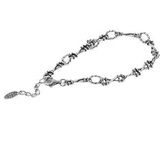 Men’s Vintage Dark Thorn 925 Sterling Silver Curb Chain Bracelet