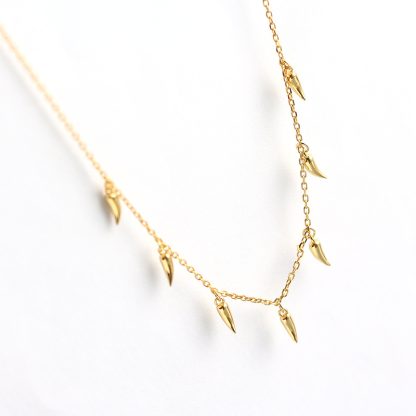 Women Layering Elegant Modern Chain Minimalist Fang Charm 925 Sterling Silver Collarbone Necklace