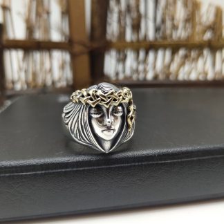 Men’s Fashion the Luck Fairy Vintage Portrait 925 Sterling Silver Adjustable Ring