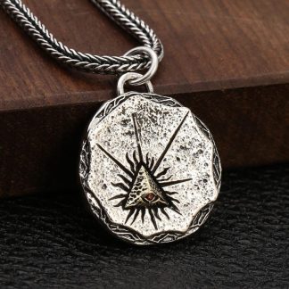 Vintage Men’s Triangle Red Eye 925 Sterling Silver Cobweb DIY Pendant