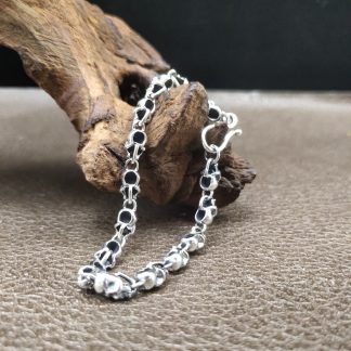 Men’s Vintage Halloween Skull Chain 925 Sterling Silver Bracelet