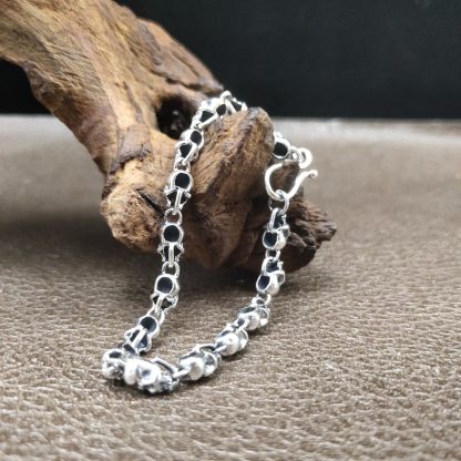 Men's Vintage Halloween Skull Chain 925 Sterling Silver Bracelet