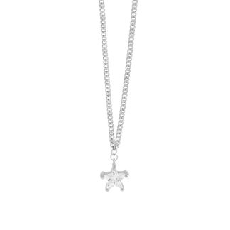 New CZ Star Curb Chain 925 Sterling Silver Necklace