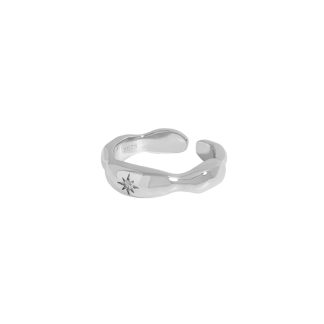 Holiday CZ Sunshine Irregular 925 Sterling Silver Adjustable Ring