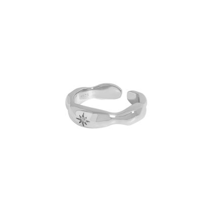 Holiday CZ Sunshine Irregular 925 Sterling Silver Adjustable Ring