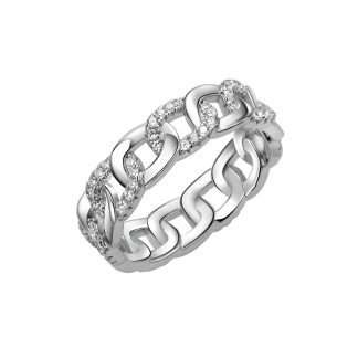 Fashion CZ Hollow Chain 925 Sterling Silver Adjustable Ring