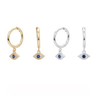 Geometric Evil Eye Design Cubic Zirconia Dangling Earrings 925 Sterling Silver for Women Party Fashion Elegant Jewelry Gift 2024 New