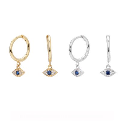 Geometric Evil Eye Design Cubic Zirconia Dangling Earrings 925 Sterling Silver for Women Party Fashion Elegant Jewelry Gift 2024 New