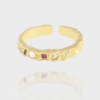 Modern Irregular Colorful CZ 925 Sterling Silver Adjustable Ring