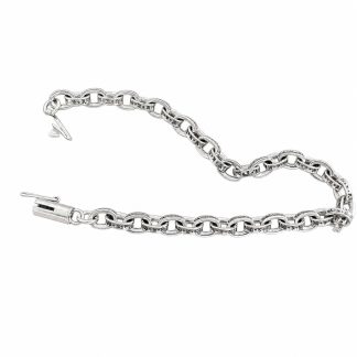 Retro Tibetan Style Engraved Geometric Link 925 Sterling Silver Fashionable Street Style Bracelet