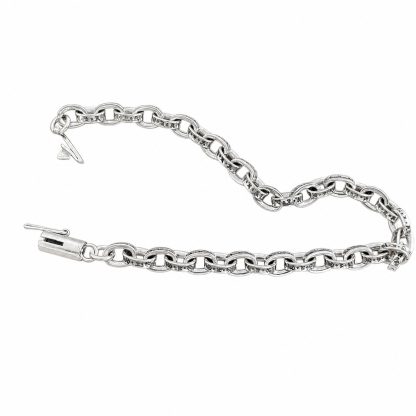 Retro Tibetan Style Engraved Geometric Link 925 Sterling Silver Fashionable Street Style Bracelet