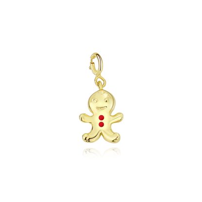 Christmas Gift Cute Gingerbread Man 925 Sterling Silver Pendant Chain Necklace