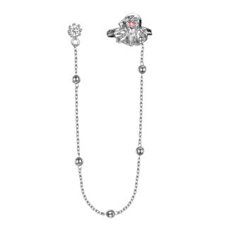 Halloween Gift Ghost CZ Chain 925 Sterling Silver Stud Earring Clip (Single)