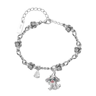 Halloween Magic Hat Ghost CZ Hollow Chain 925 Sterling Silver Bracelet