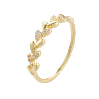 Fashion CZ Ear of Wheat 925 Sterling Silver Adjustable Ring