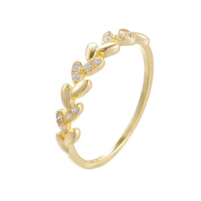 Fashion CZ Ear of Wheat 925 Sterling Silver Adjustable Ring