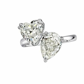 925 Sterling Silver Cubic Zirconia Heart-shaped Pear-shaped cut Gemstones Ring