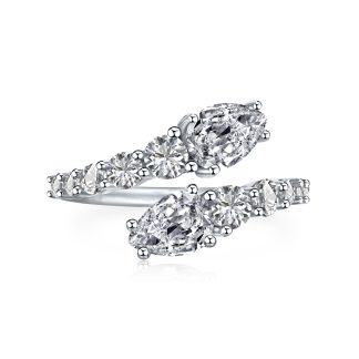 S925 pure silver ring pear shaped zircon high-end design exquisite temperament opening ring women’s accessory