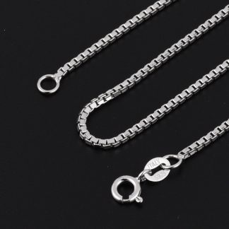 Polished Finish Casual Hip Hop Style JewelryGeometric Square Box Chain Necklace Solid 925 Sterling Silver Minimalist Unisex Long Chain Necklace