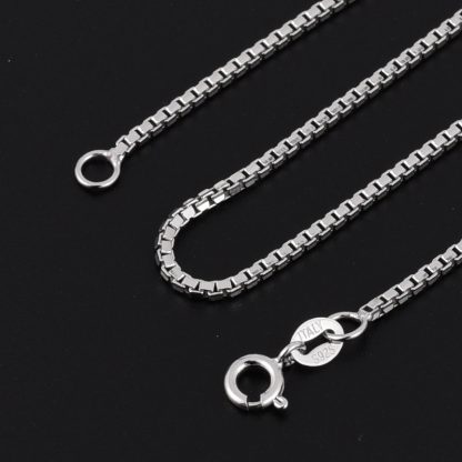 Polished Finish Casual Hip Hop Style JewelryGeometric Square Box Chain Necklace Solid 925 Sterling Silver Minimalist Unisex Long Chain Necklace