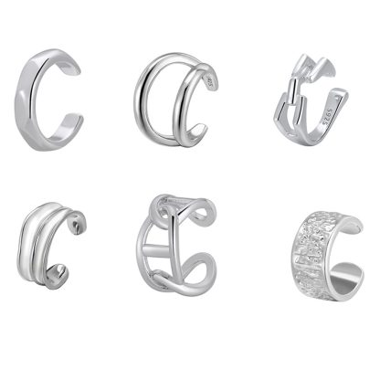 Geometric Design 925 Sterling Silver U-Shaped Ear Clip Earrings for Women Fashion Modern Style No Piercing Required Elegant and Versatile Jewelry