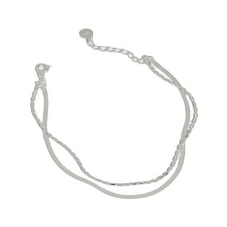 Minimalist Double Layer Snake Chain and Box Chain 925 Sterling Silver Bracelet