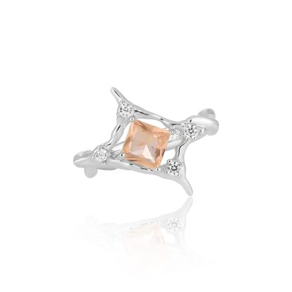 Fashion Shining Radiant CZ Star 925 Sterling Silver Adjustable Ring