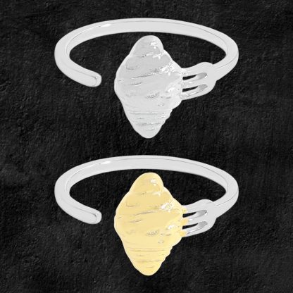 Party Irregular Fork Knife Croissant 925 Sterling Silver Adjustable Ring
