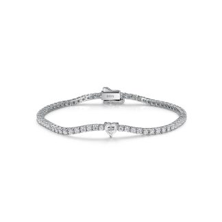 Mossanite Heart Shaped Centre Stone Design 925 Sterling Silver Bracelet